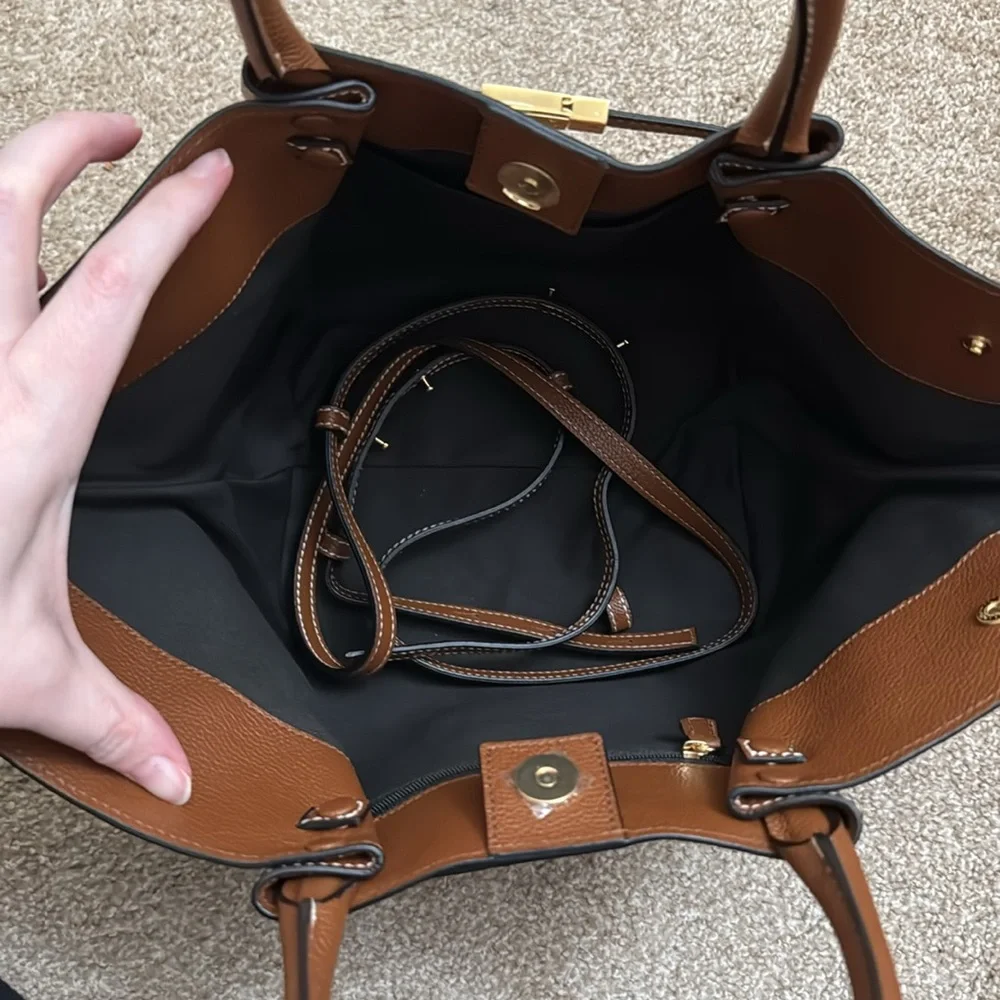 DeMellier Brown Gold Accent Tote - Picture 5 of 7